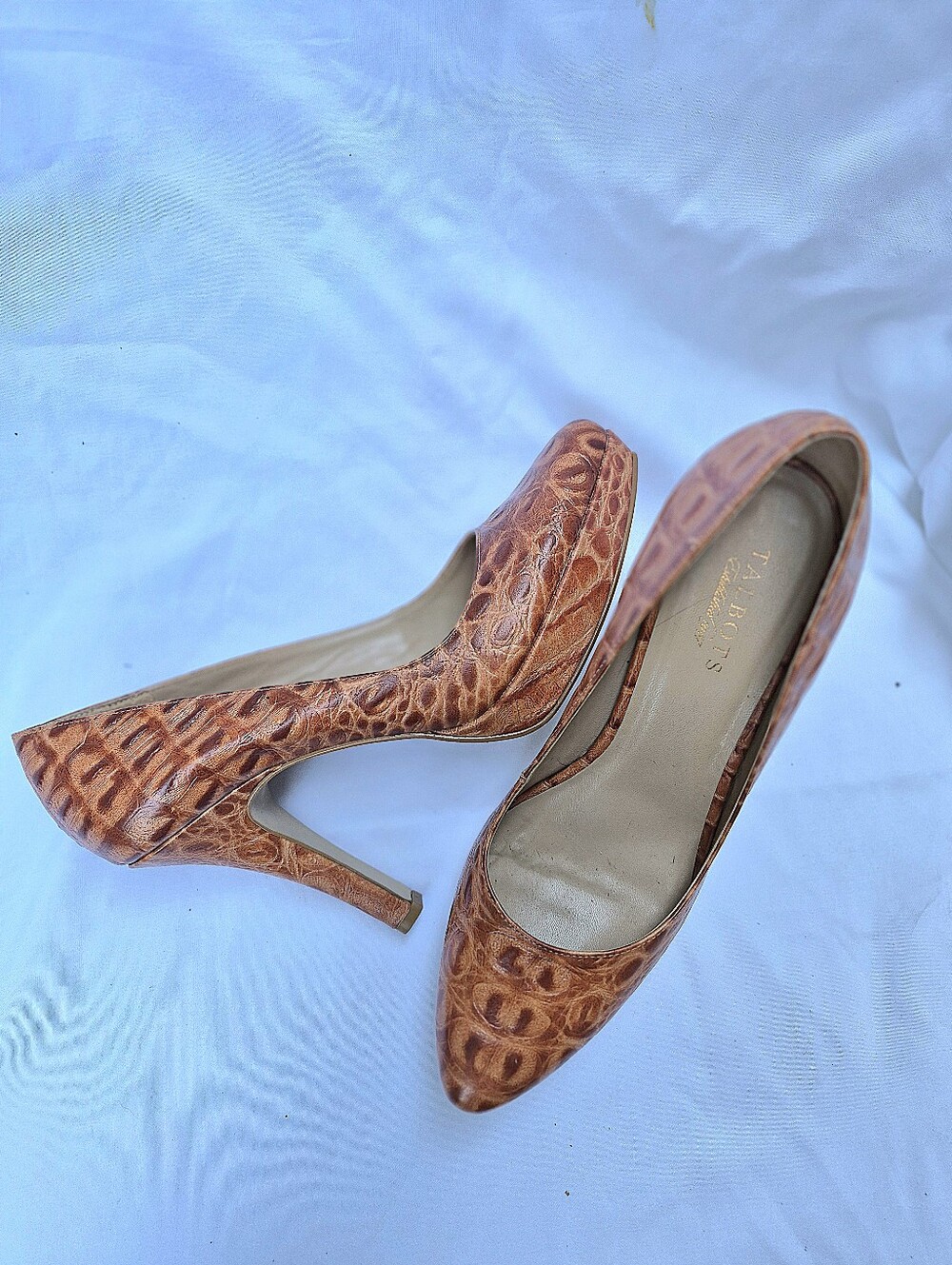 TALBOTS Croc-Embossed High Heel Pumps